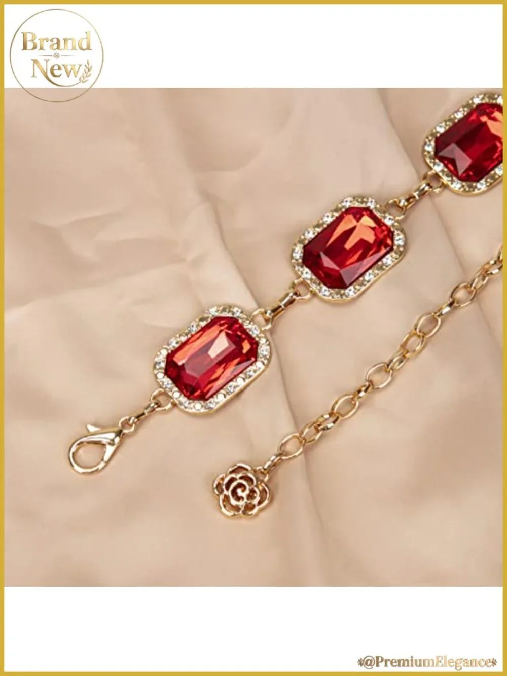 Green Glass Diamond Chain Belt Metal Western Style Dress Belt